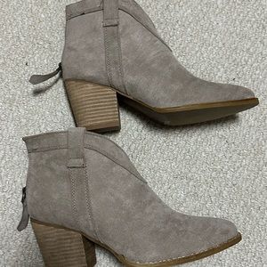 Gray suede booties